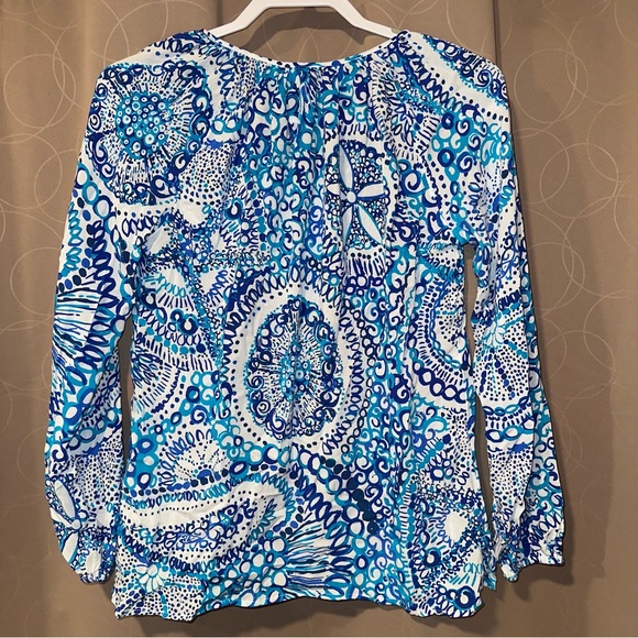 Lilly Pulitzer Womens Top Blue & White Willa Long Sleeve Midnight Blues NWT - XS - Picture 7 of 8